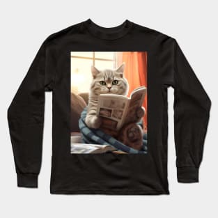 Scholarly Paws: Kitten's Quiet Afternoon Long Sleeve T-Shirt